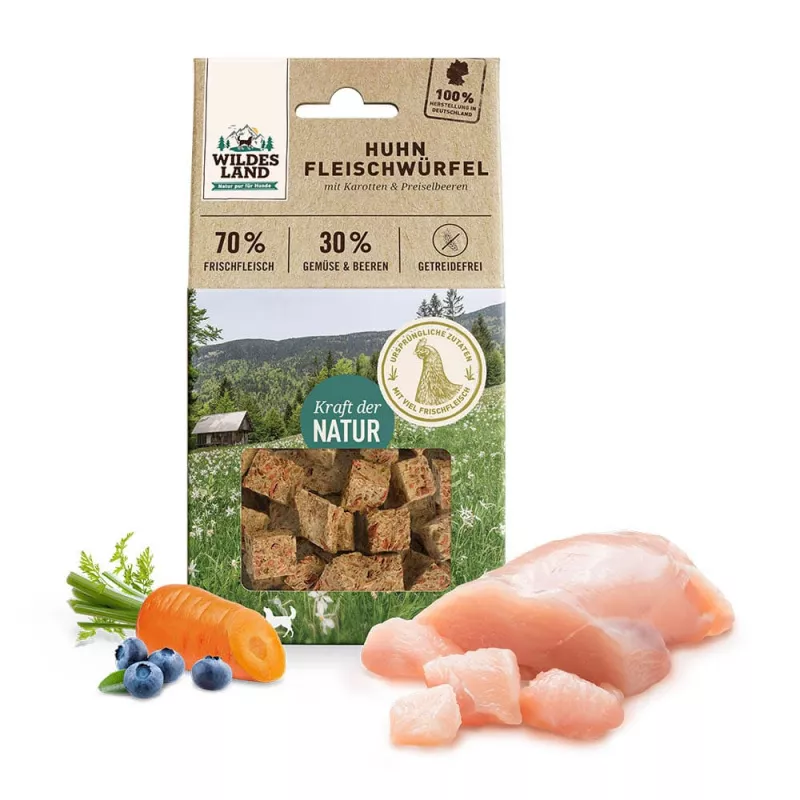 Wildes Land Snack Huhn Fleischwürfel 100g